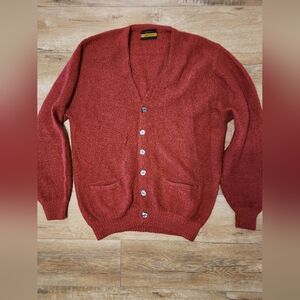 RARE Vintage Arrow All Pro Mohair Wool Cardigan Sweater Men L Spider Web Knit